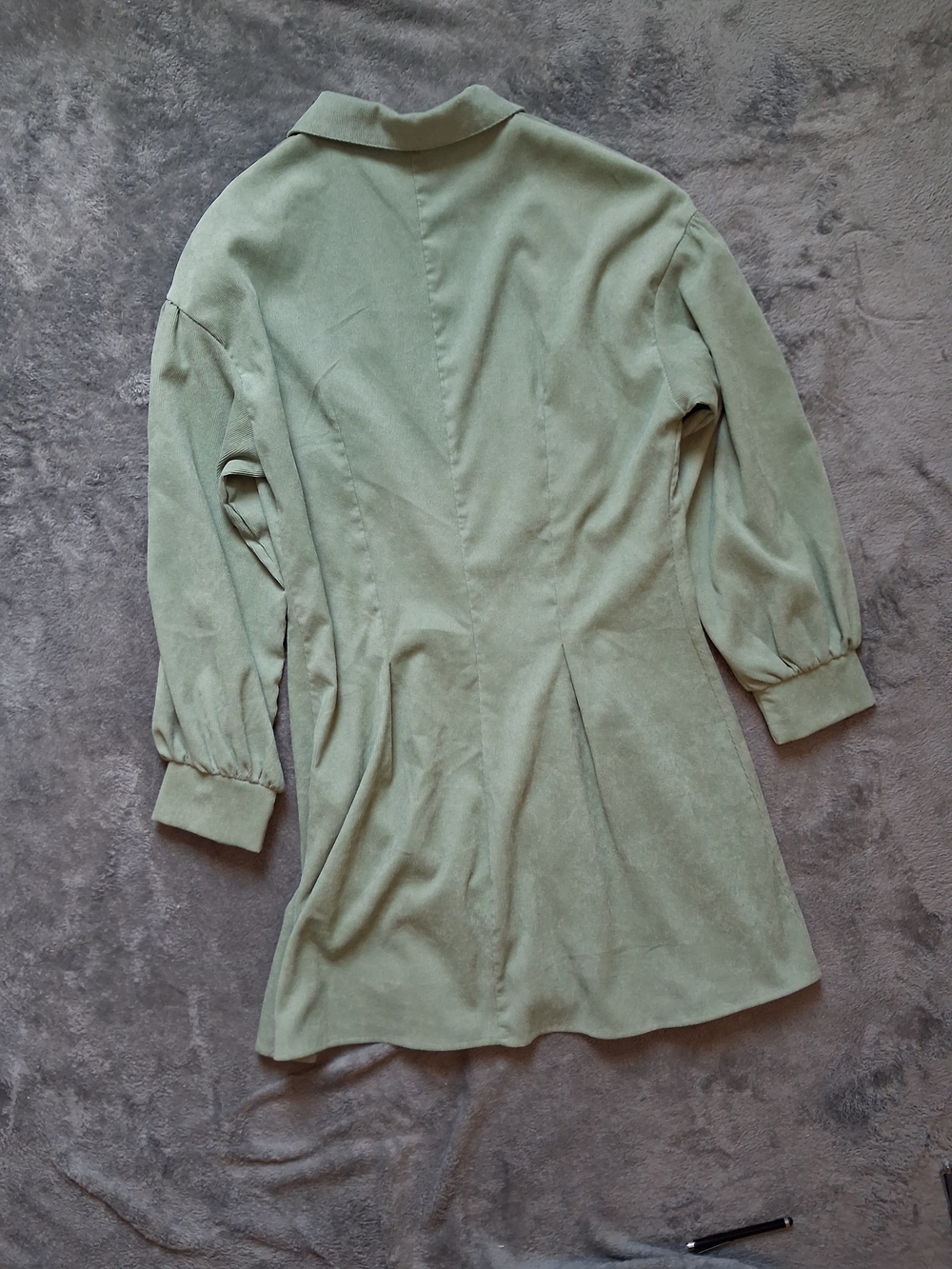 Women’s Button Front Sage Green  Shirt Dress Shacket Shein Large Soft Corduroy - Picture 4 of 6